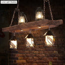 GobekUsa Black Wood Lantern Island Ceiling Light with 5 Lights, Clear Glass Shade - Ideal for Restaurants and Warehouses