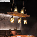 GobekUsa Black Wood Lantern Island Ceiling Light with 5 Lights, Clear Glass Shade - Ideal for Restaurants and Warehouses