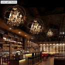 GobekUsa Rustic 4-Light Wrought Iron Chandelier Pendant with Crystal Deco for Restaurants