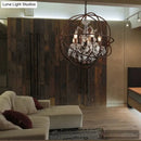GobekUsa Rustic 4-Light Wrought Iron Chandelier Pendant with Crystal Deco for Restaurants