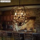 GobekUsa Rustic 4-Light Wrought Iron Chandelier Pendant with Crystal Deco for Restaurants