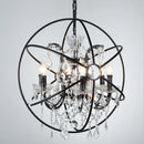 GobekUsa Rustic 4-Light Wrought Iron Chandelier Pendant with Crystal Deco for Restaurants