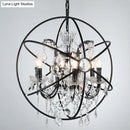 GobekUsa Rustic 4-Light Wrought Iron Chandelier Pendant with Crystal Deco for Restaurants
