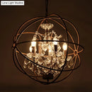 GobekUsa Rustic 4-Light Wrought Iron Chandelier Pendant with Crystal Deco for Restaurants
