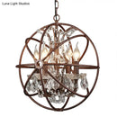 GobekUsa Rustic 4-Light Wrought Iron Chandelier Pendant with Crystal Deco for Restaurants