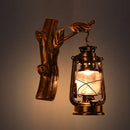 GobekUsa Rustic Black Oil Lantern Wall Sconce - Clear Glass, 1 Head - for Corridor Lighting