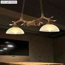 GobekUsa Brown Glass Island Lamp - 2-Bulb Suspension Light for Restaurants with Traditional Design