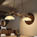 GobekUsa Brown Glass Island Lamp - 2-Bulb Suspension Light for Restaurants with Traditional Design