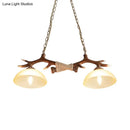 GobekUsa Brown Glass Island Lamp - 2-Bulb Suspension Light for Restaurants with Traditional Design