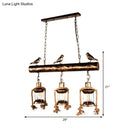 GobekUsa Coastal Style Metal Caged Island Pendant Light - 3-Light Kitchen Hanging Lamp in Bronze/Weathered Copper with Bird