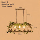 GobekUsa Iron Bird Cage Chandelier with Green Leaf Decoration and LED Lamps