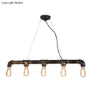 GobekUsa Rustic Bronze Island Pendant Light: Plumbing Pipe Iron Ceiling Lighting for Living Room