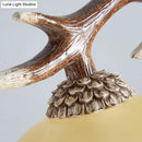 GobekUsa Traditional Bell Ceiling Lamp: 2-Bulb Bedroom Island Light Fixture with Antler Arm in Flaxen Fabric