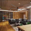 GobekUsa 60" Brown Blades Ceiling Fan with Remote Control and LED Light