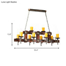 GobekUsa Country Style Wooden Island Lighting Fixture - Brown Candle Design, 7/10 Heads - Ideal for Dining Room