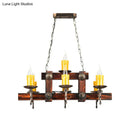 GobekUsa Country Style Wooden Island Lighting Fixture - Brown Candle Design, 7/10 Heads - Ideal for Dining Room