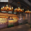 GobekUsa Country Style Wooden Island Lighting Fixture - Brown Candle Design, 7/10 Heads - Ideal for Dining Room