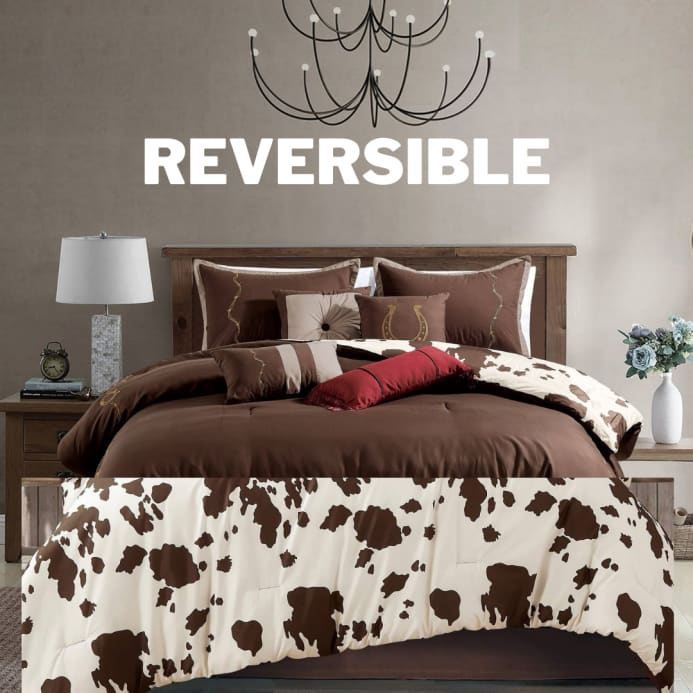 Rustic Brown Cowhide Comforter Set