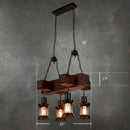 GobekUsa Rustic Wooden Brown Ceiling Light Lantern - 6-Bulb Hanging Island Lamp for Restaurants