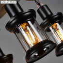 GobekUsa Rustic Wooden Brown Ceiling Light Lantern - 6-Bulb Hanging Island Lamp for Restaurants