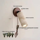 GobekUsa LED Wall Sconce Iron Rotate Kitchen Bedroom Hallway Yellow Travertine Wood Mirror Light