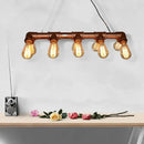 GobekUsa Rustic Metal Linear Island Lighting with 10 Open Bulb Lights for Living Room - Farmhouse Style
