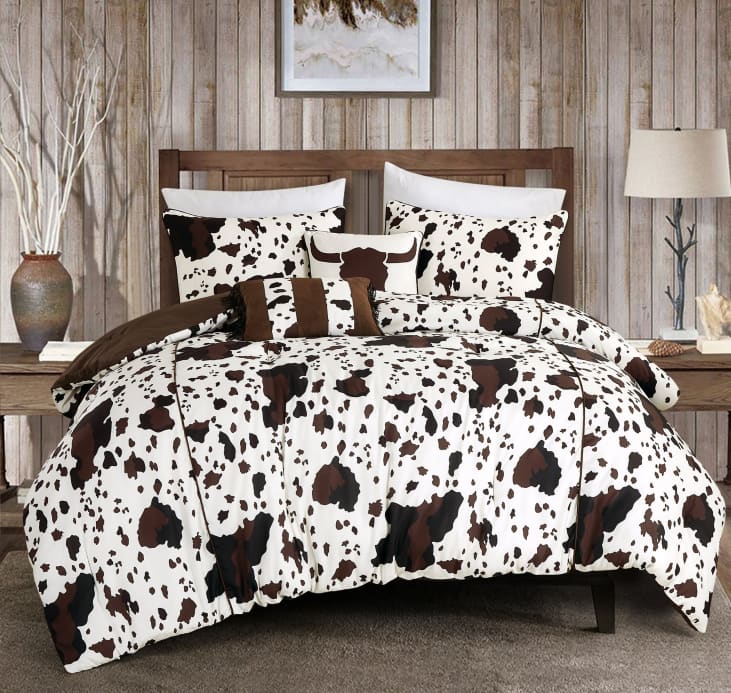 Rustic Cowhide Lodge Comforter Set