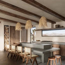 GobekUsa Handwoven Rattan LED Chandelier Pendant Light Fixture for Dining Room & Bar