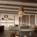 GobekUsa Handwoven Rattan LED Chandelier Pendant Light Fixture for Dining Room & Bar
