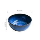 GobekUsa Deep Blue Ceramic Porcelain Salad Bowl - 2L Capacity