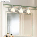 GobekUsa Opal Glass Floral Wall Light in Bronze/White with Curved Arm - 2/3-Light Fixture