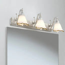 GobekUsa Opal Glass Floral Wall Light in Bronze/White with Curved Arm - 2/3-Light Fixture