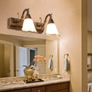 GobekUsa Opal Glass Floral Wall Light in Bronze/White with Curved Arm - 2/3-Light Fixture