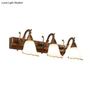 GobekUsa Opal Glass Floral Wall Light in Bronze/White with Curved Arm - 2/3-Light Fixture