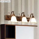 GobekUsa Opal Glass Floral Wall Light in Bronze/White with Curved Arm - 2/3-Light Fixture