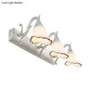 GobekUsa Opal Glass Floral Wall Light in Bronze/White with Curved Arm - 2/3-Light Fixture