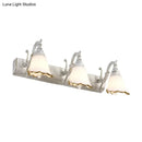 GobekUsa Opal Glass Floral Wall Light in Bronze/White with Curved Arm - 2/3-Light Fixture