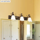 GobekUsa Opal Glass Floral Wall Light in Bronze/White with Curved Arm - 2/3-Light Fixture