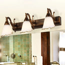 GobekUsa Opal Glass Floral Wall Light in Bronze/White with Curved Arm - 2/3-Light Fixture