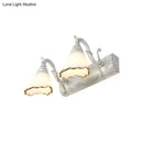 GobekUsa Opal Glass Floral Wall Light in Bronze/White with Curved Arm - 2/3-Light Fixture