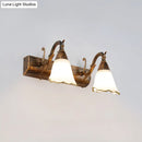 GobekUsa Opal Glass Floral Wall Light in Bronze/White with Curved Arm - 2/3-Light Fixture