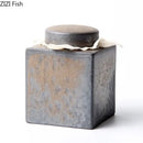 Rustic earth toned ceramic tea canister set kitchen storage jar by Decorbites