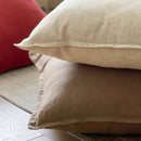 Rustic earthy tones linen fringed pillow cover living room decor by Decorbites
