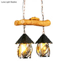 GobekUsa Farmhouse Black Hanging Lamp for Restaurant Island Lighting with 3 Lights, Cylinder White Fabric/Clear Glass Shade