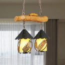 GobekUsa Farmhouse Black Hanging Lamp for Restaurant Island Lighting with 3 Lights, Cylinder White Fabric/Clear Glass Shade
