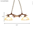 GobekUsa Rustic Glass Hanging Lamp with Wood and Rope Accents - Bowl Shade Pendant (Amber, 2 Bulbs)
