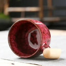 Rustic glazed ceramic latte mug with wooden handle kitchen drinkware by Decorbites