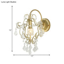 GobekUsa Rustic Metal Wall Mount Lamp with Crystal Accent - Gold Sconce Light