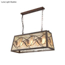 GobekUsa Rustic Metal Island Light Fixture: Country Pendant Lighting for Living Room - 3/6 Lights, Rectangular Design