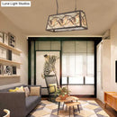 GobekUsa Rustic Metal Island Light Fixture: Country Pendant Lighting for Living Room - 3/6 Lights, Rectangular Design